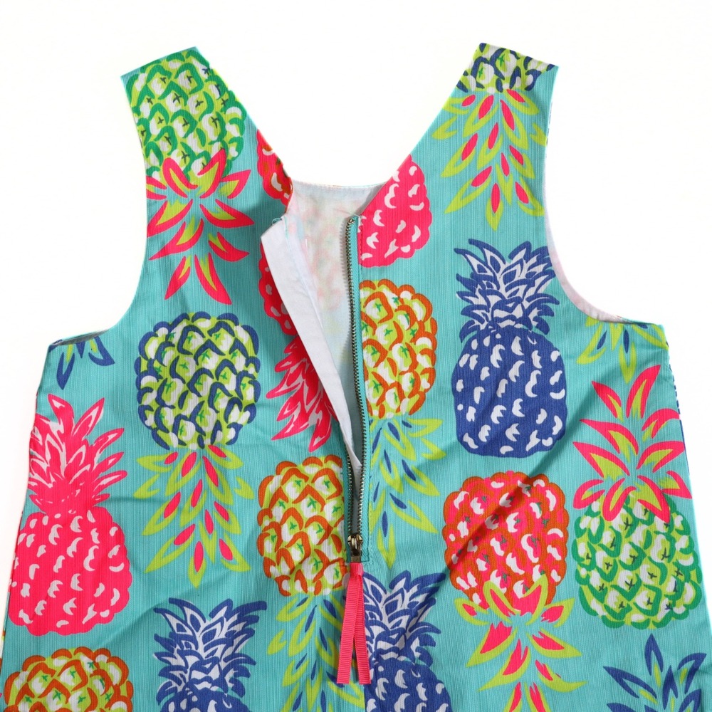 Tommy Bahama Shift Dress Girls Size 8 Blue Pineapple Print Cotton Pique Summer - Picture 7 of 10